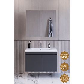 Teta Tokyo 65 cm Antrasit Mdf Banyo Dolabı Seti