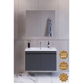 Teta Tokyo 65 cm Antrasit Mdf Banyo Dolabı Seti