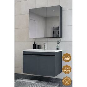 Teta Tokyo 80 cm Antrasit Mdf Banyo Dolabı Seti