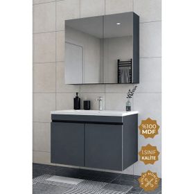 Teta Tokyo 80 cm Antrasit Mdf Banyo Dolabı Seti