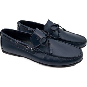 Tezcan Agora Lacivert Hakiki Deri Erkek Loafer Ayakkabı