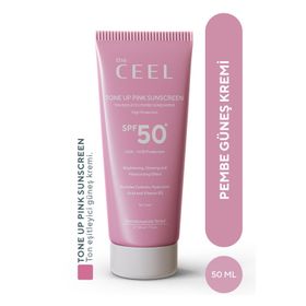 The Ceel Leke Karşıtı Ton Eşitleyen SPF 50+ 50 ml Glutatyon, Hyaluronik Asit Etkili Pembe Renkli Güneş Kremi
