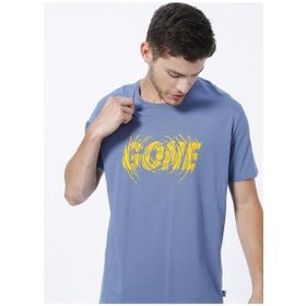 The Crow GONE Bisiklet Yaka Baskılı Mavi Unisex T-Shirt