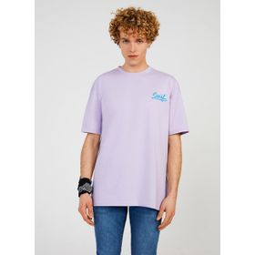 The Crow TC 9023 Bisiklet Yaka Baskılı Lila Erkek T-Shirt