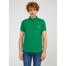 The Crow TC4615 Çıtçıtlı Yaka Düz Çimen Erkek T-shirt