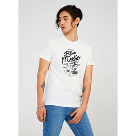 The Crow TC7111 Bisiklet Yaka Baskılı Beyaz Erkek T-Shirt