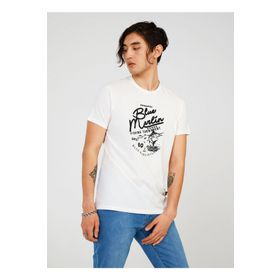The Crow TC7111 Bisiklet Yaka Baskılı Beyaz Erkek T-Shirt