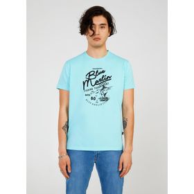 The Crow TC7111 Bisiklet Yaka Baskılı Mavi Erkek T-Shirt