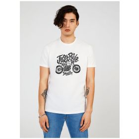 The Crow TC7121 Bisiklet Yaka Baskılı Beyaz Erkek T-Shirt