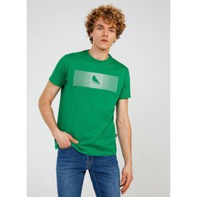 The Crow TC7126 Bisiklet Yaka Baskılı Çimen Erkek T-Shirt