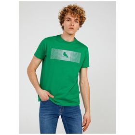 The Crow TC7126 Bisiklet Yaka Baskılı Çimen Erkek T-Shirt
