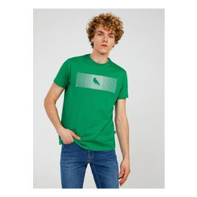 The Crow TC7126 Bisiklet Yaka Baskılı Çimen Erkek T-Shirt