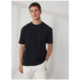 The Crow TC9010 BASIC Bisiklet Yaka Baskılı Lacivert Erkek T-shirt