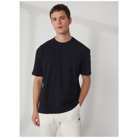 The Crow TC9010 BASIC Bisiklet Yaka Baskılı Lacivert Erkek T-shirt
