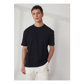 The Crow TC9010 BASIC Bisiklet Yaka Baskılı Lacivert Erkek T-shirt