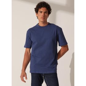 The Crow TC9010BASIC Bisiklet Yaka Baskılı İndigo Erkek T-shirt