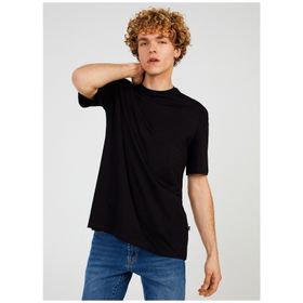 The Crow TC9010BASIC Bisiklet Yaka Baskılı Siyah Erkek T-shirt
