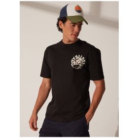 The Crow TC9019 Bisiklet Yaka Baskılı Siyah Erkek T-Shirt