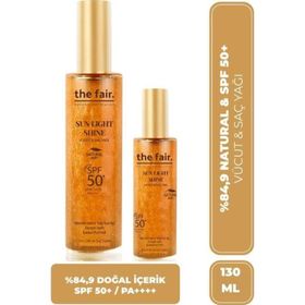 The Fair Sun Light Shine SPF50 PA Parıltılı Güneş Koruyucu 2x30 ml Vücut ve Saç Yağı