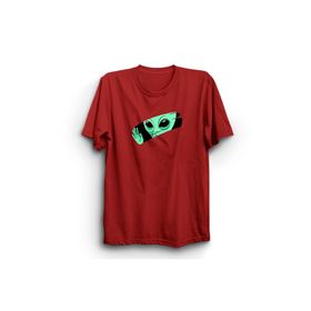 The Fame Alien In The Window Penceredeki Uzaylı Ufo Uzay Kırmızı Kadın T-shirt