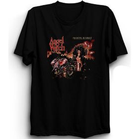 The Fame Angel Witch Frontal Assault Rock Metal Müzik Grubu Siyah Kadın T-shirt