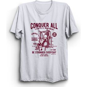 The Fame Body Building Vücüt Geliştirme Conquer All Beyaz Kadın T-shirt