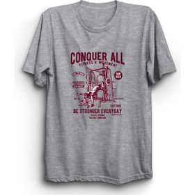 The Fame Body Building Vücüt Geliştirme Conquer All Gri Kadın T-shirt