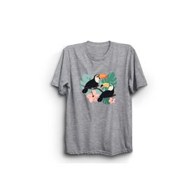 The Fame Çift Tukan Toucan Luck Şans Kuş Birds Toucan Partners Gri Kadın T-shirt