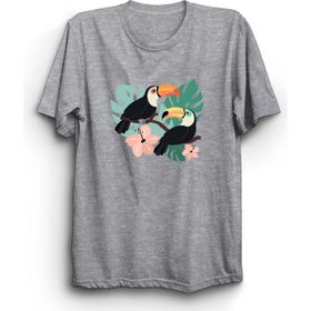 The Fame Çift Tukan Toucan Luck Şans Kuş Birds Toucan Partners Gri Kadın T-shirt