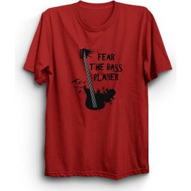 The Fame Fear The Bass Player Basçıdan Kork Bas Gitar Bass Guitar Müzik Music Kırmızı Kadın T-shirt