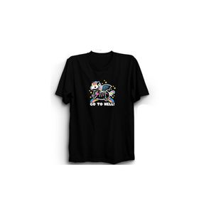 The Fame Go To Hell Unicorn Skeleton Cehenneme Git Siyah Kadın T-shirt