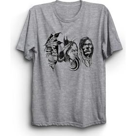 The Fame Indian Kızılderili Tasarım Gri Kadın T-shirt