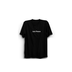The Fame Just Peace Sadece Huzur Slogan Siyah Erkek T-shirt
