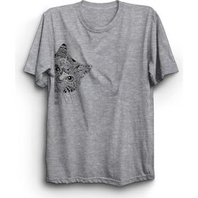 The Fame Kenardan Bakan Kedi Cat Animal Gri Kadın T-shirt