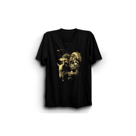 The Fame Kızılderili Indian And Wolf Siyah Kadın T-shirt