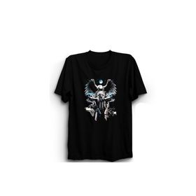 The Fame Kızılderili Şaman Indian Wolf Eagle Kurt ve Kartal Siyah Unisex T-shirt