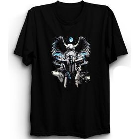 The Fame Kızılderili Şaman Indian Wolf Eagle Kurt ve Kartal Siyah Unisex T-shirt