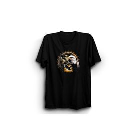 The Fame Kızılderili ve Kartal Indian And Eagle Siyah Pamuk Kadın T-shirt