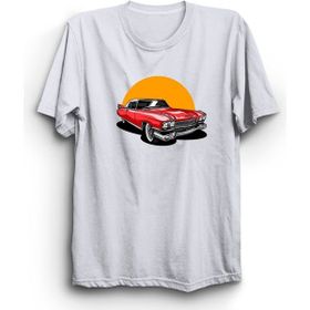 The Fame Klasik Araba American Car Retro Beyaz Kadın T-shirt