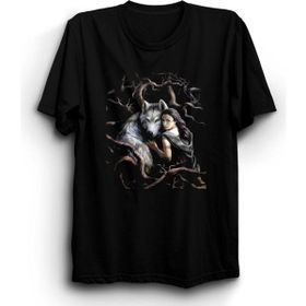 The Fame Kurt ve Wolf And Woman Siyah Kadın T-shirt