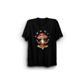 The Fame Mantar Dede ve Gezegenler Mushroom Grandpa And Planets Siyah Kadın T-shirt