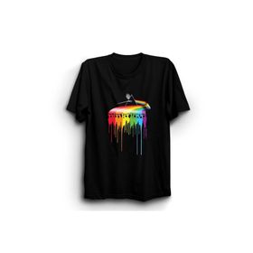 The Fame Melting Rainbow And Prism Pink FL Rock Metal Müzik Siyah Kadın T-shirt