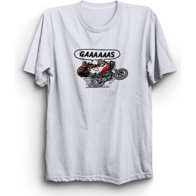 The Fame Motosiklet Motobike Motorcycle Gaz Gas Chopper Beyaz Kadın T-shirt