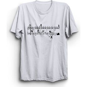 The Fame Müzik Nota ve İnsanlar Music Beyaz Kadın T-shirt