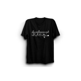 The Fame Müzik Nota ve İnsanlar Music Siyah Kadın T-shirt