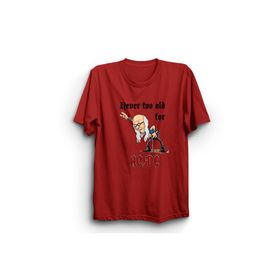 The Fame Never Too Old For AC DC Rock Metal Müzik Grubu Kırmızı Kadın T-shirt