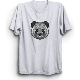 The Fame Panda Mandala Bear Beyaz Kadın T-shirt