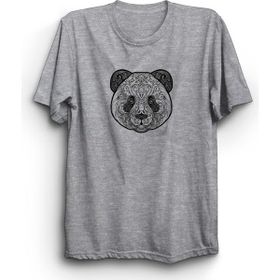 The Fame Panda Mandala Bear Gri Kadın T-shirt