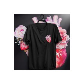 The Fame Pink Heart Logo Flyd Rock Metal Siyah Kadın T-shirt
