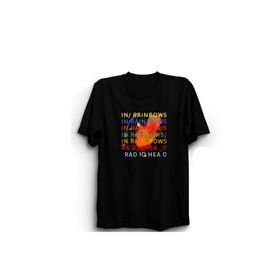 The Fame Radio In Rainbows Line Rock Metal Müzik Grubu Siyah Unisex T-shirt